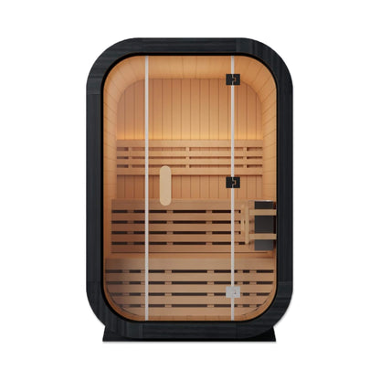 Thermora Lund Luxury 2-Person Outdoor Spruce Wood Cube Sauna Kit with 4.5KW Electric Stove