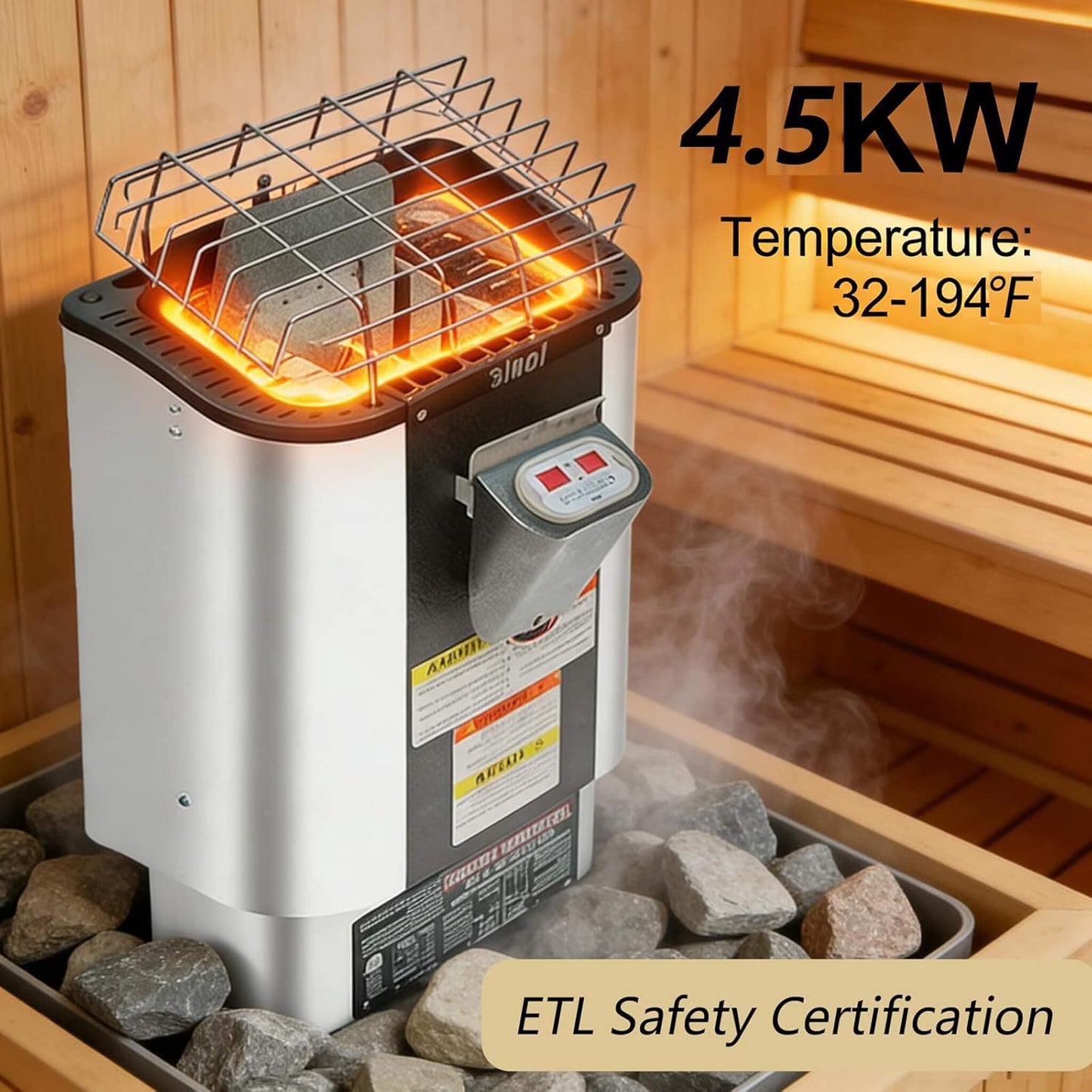 Thermora Lund Luxury 2-Person Outdoor Spruce Wood Cube Sauna Kit with 4.5KW Electric Stove