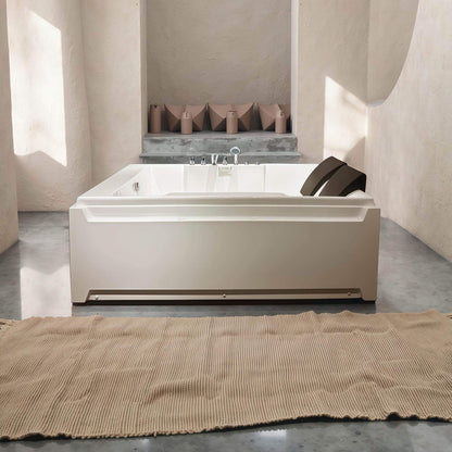 Alora 73-Inch Luxury 2-Person Whirlpool Hydro Massage Jetted Bathtub With Chromatherapy Lights