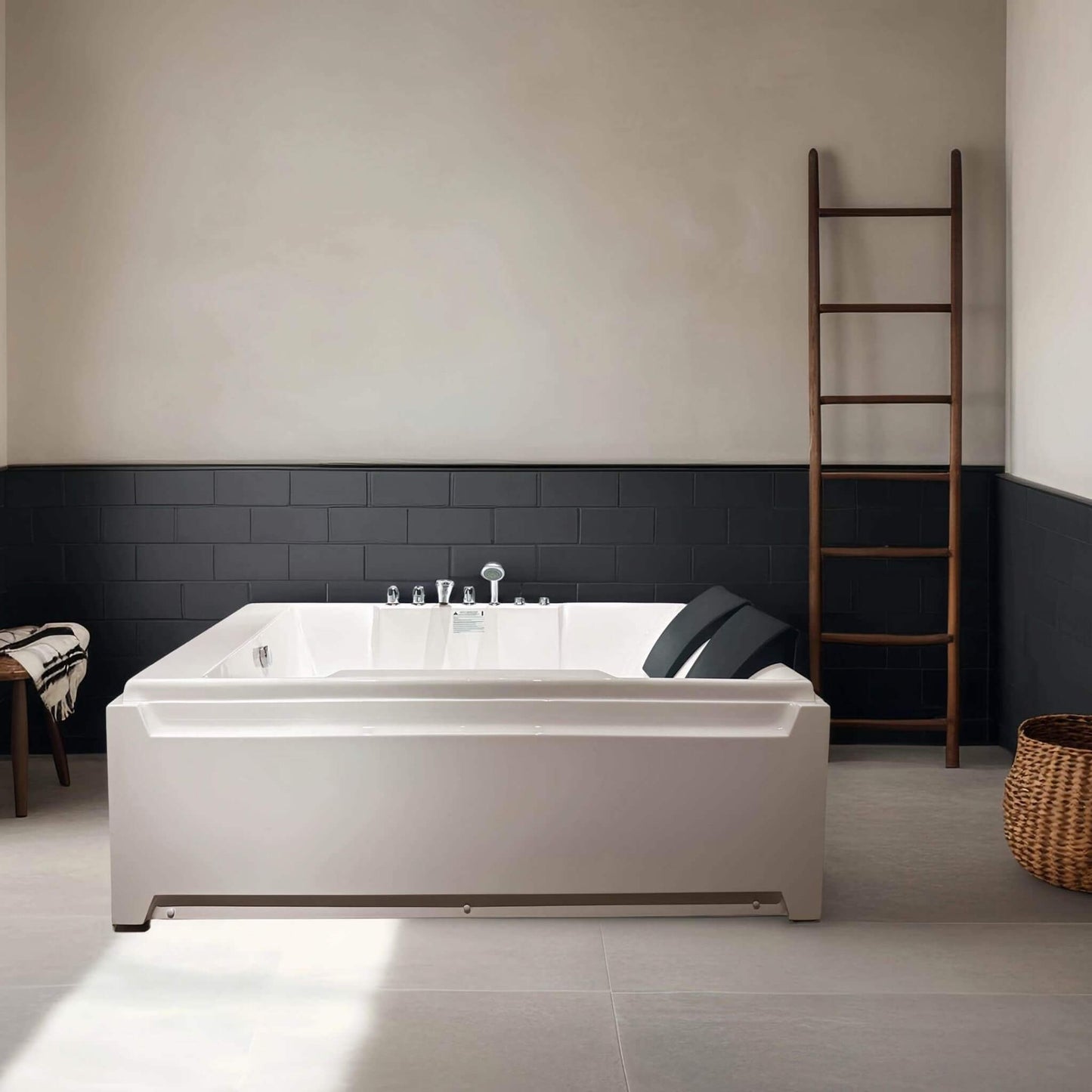 Alora 73-Inch Luxury 2-Person Whirlpool Hydro Massage Jetted Bathtub With Chromatherapy Lights