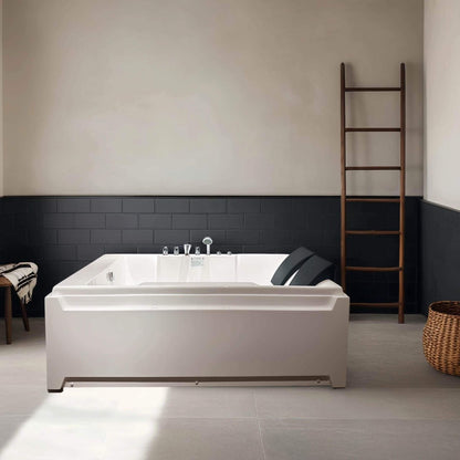 Alora 73-Inch Luxury 2-Person Whirlpool Hydro Massage Jetted Bathtub With Chromatherapy Lights