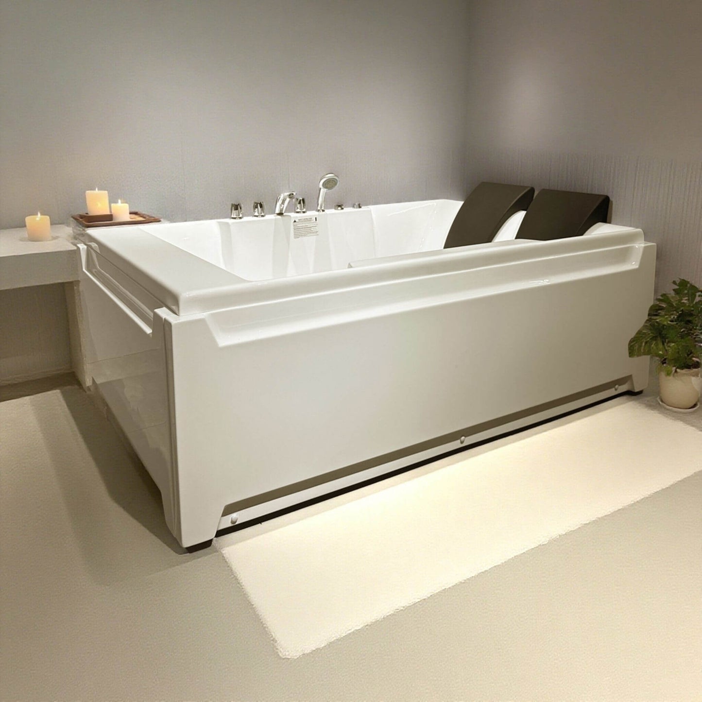Alora 73-Inch Luxury 2-Person Whirlpool Hydro Massage Jetted Bathtub With Chromatherapy Lights