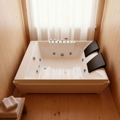 Alora 73-Inch Luxury 2-Person Whirlpool Hydro Massage Jetted Bathtub With Chromatherapy Lights