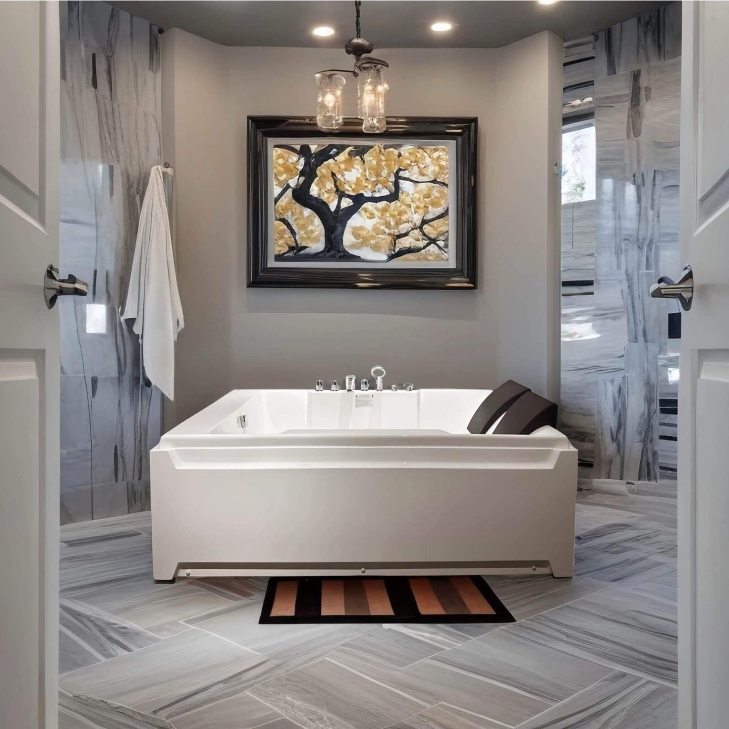 Alora 73-Inch Luxury 2-Person Whirlpool Hydro Massage Jetted Bathtub With Chromatherapy Lights