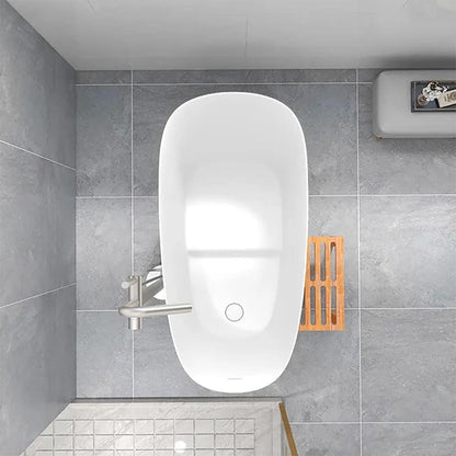 Alora Luxury 47-Inch Freestanding Japanese-Styled Deep Stone Soaking Bathtub Resin, White