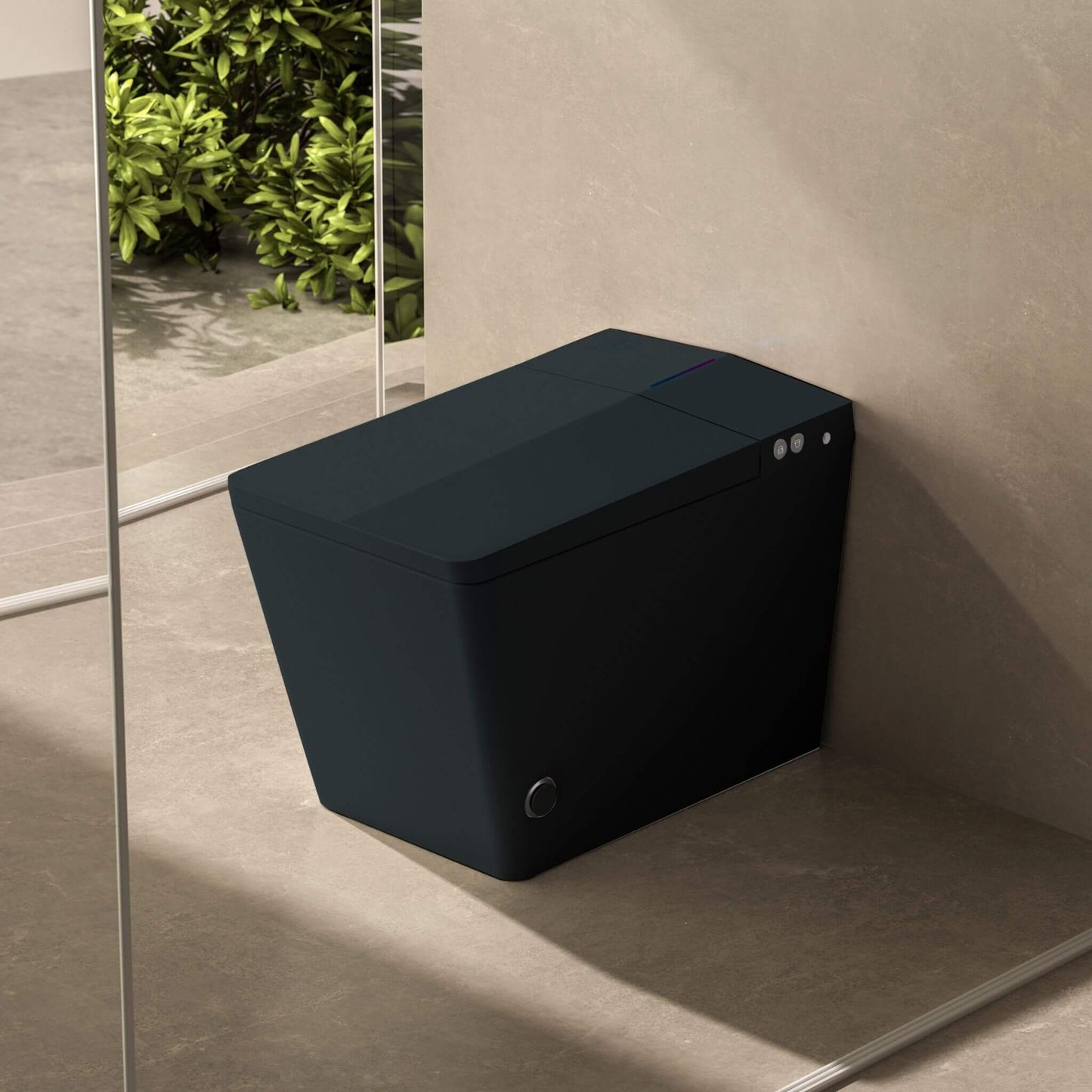 Nuvia Luxury Black Square Smart Toilet with Bidet, Remote, and Heated Seat