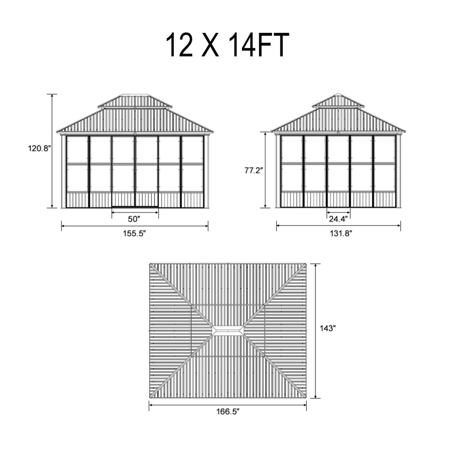 Alora Luxury Heavy-Duty Hardtop Sunroom with Aluminum Frame and LED Lights