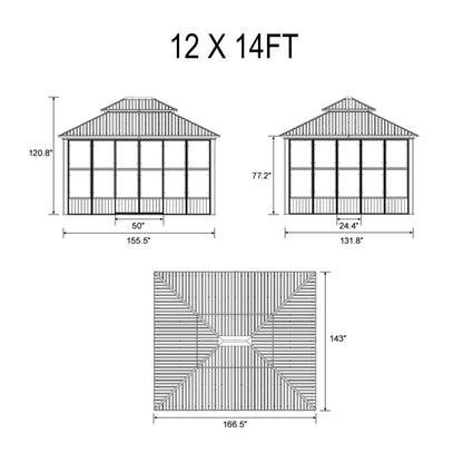 Alora Luxury Heavy-Duty Hardtop Sunroom with Aluminum Frame and LED Lights