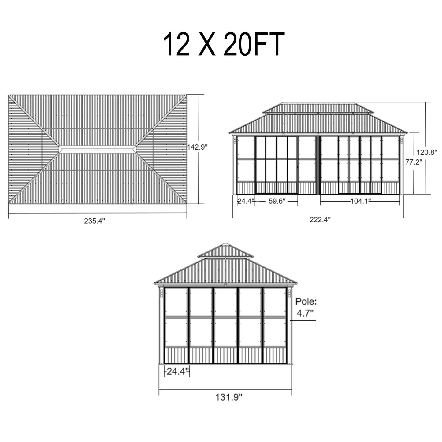 Alora Luxury Heavy-Duty Hardtop Sunroom with Aluminum Frame and LED Lights