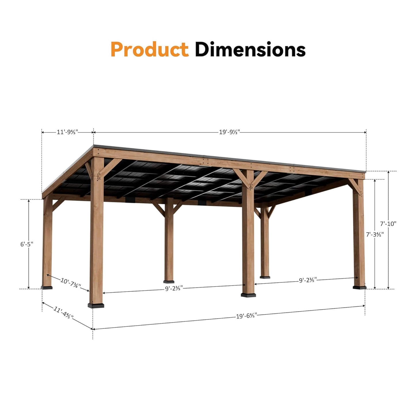 Alora Luxury Modern Cedar Gazebo with Sloped Hardtop Roof