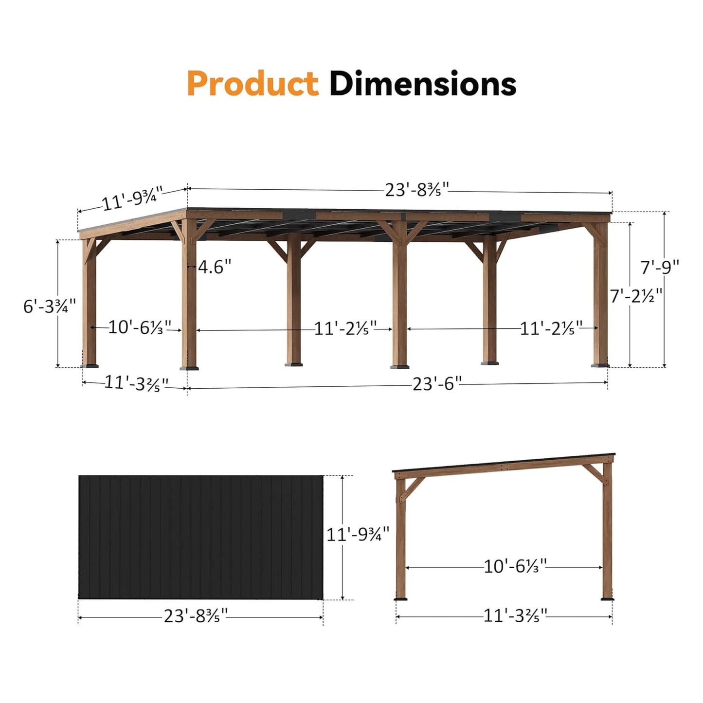 Alora Luxury Modern Cedar Gazebo with Sloped Hardtop Roof