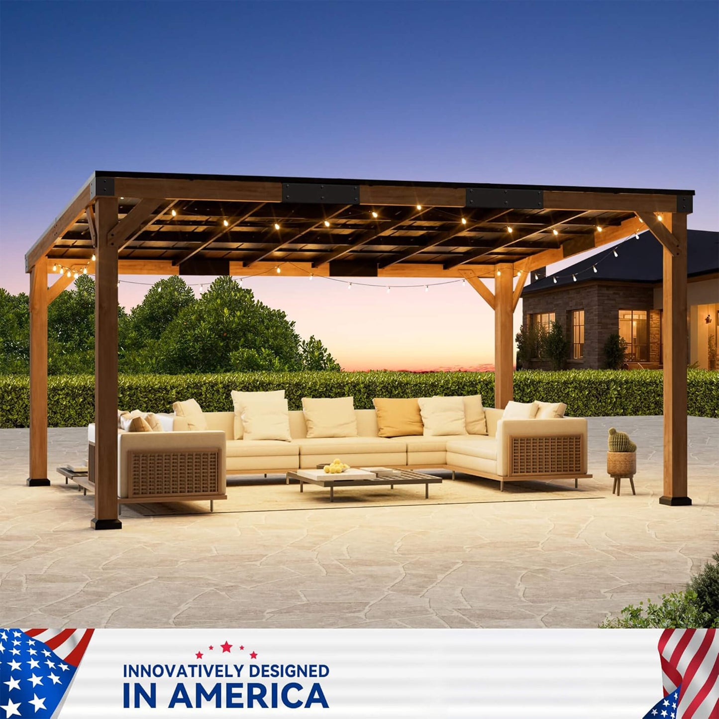 Alora Luxury Modern Cedar Gazebo with Sloped Hardtop Roof