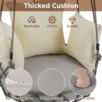 Alora Luxury Outdoor Hanging Basket Porch Swing Chair with UV Resistant Cushions