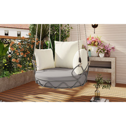 Alora Luxury Outdoor Hanging Basket Porch Swing Chair with UV Resistant Cushions
