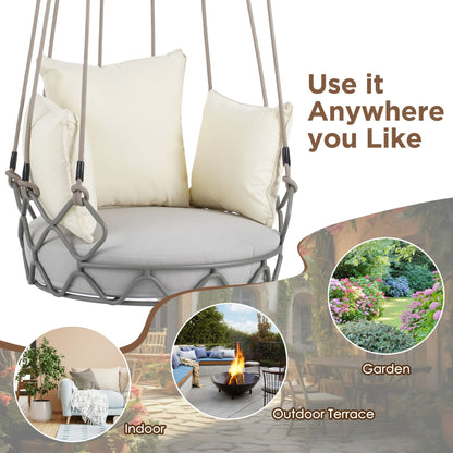 Alora Luxury Outdoor Hanging Basket Porch Swing Chair with UV Resistant Cushions