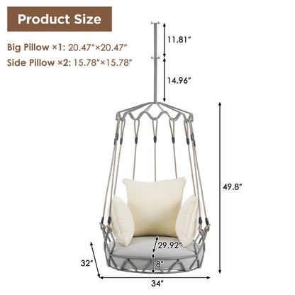 Alora Luxury Outdoor Hanging Basket Porch Swing Chair with UV Resistant Cushions