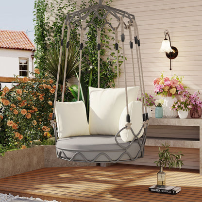 Alora Luxury Outdoor Hanging Basket Porch Swing Chair with UV Resistant Cushions