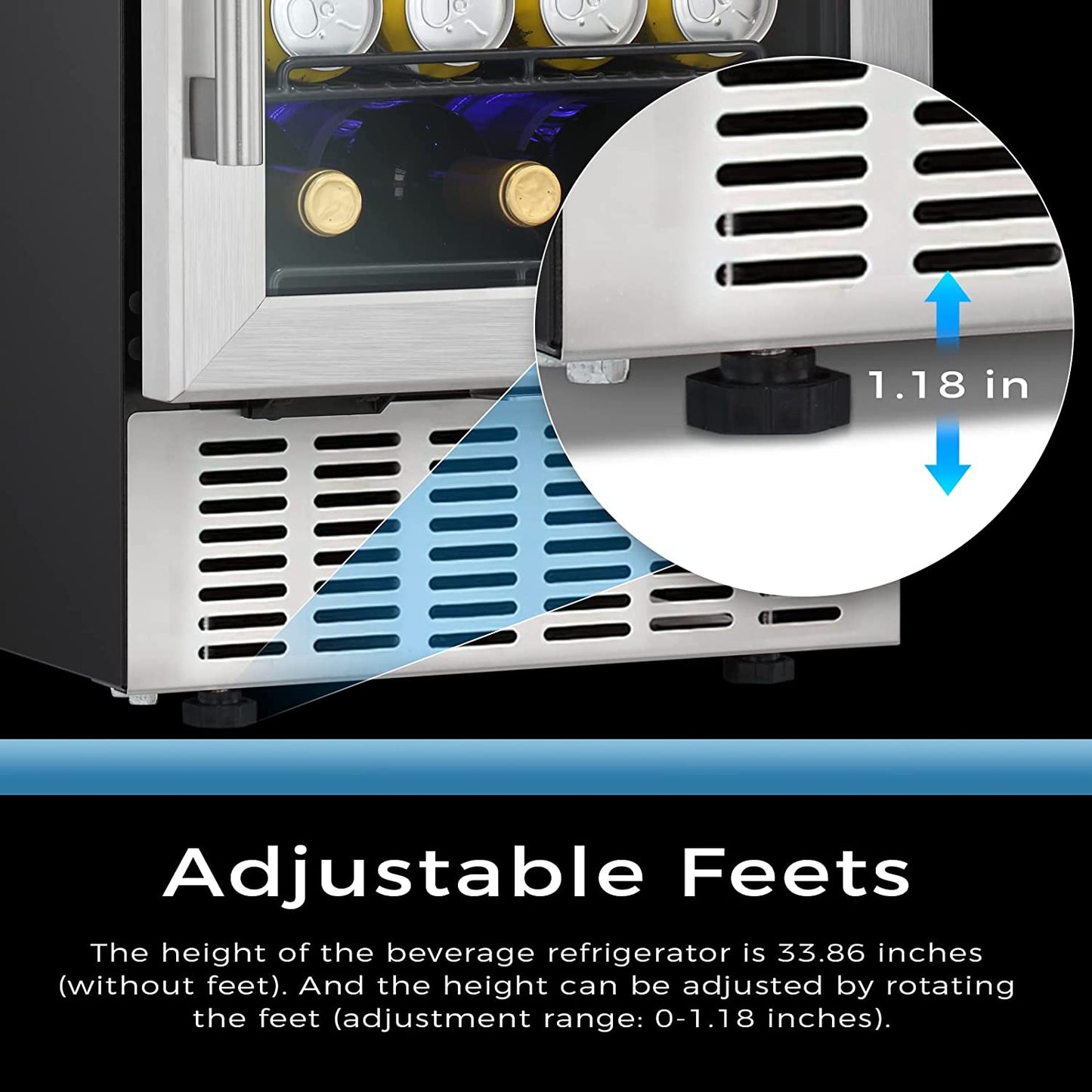 15" Built-in Mini Fridge Beverage Wine Cooler Refrigerator W5174C