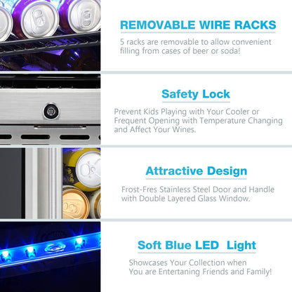 15" Built-in Mini Fridge Beverage Wine Cooler Refrigerator W5174C