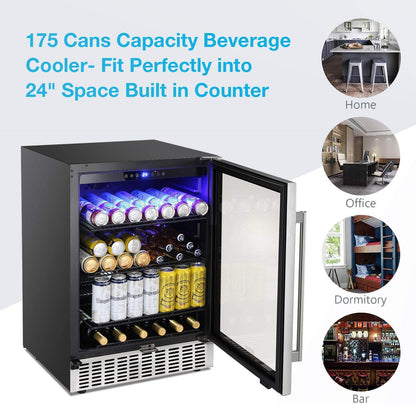 15" Built-in Mini Fridge Beverage Wine Cooler Refrigerator W5174C