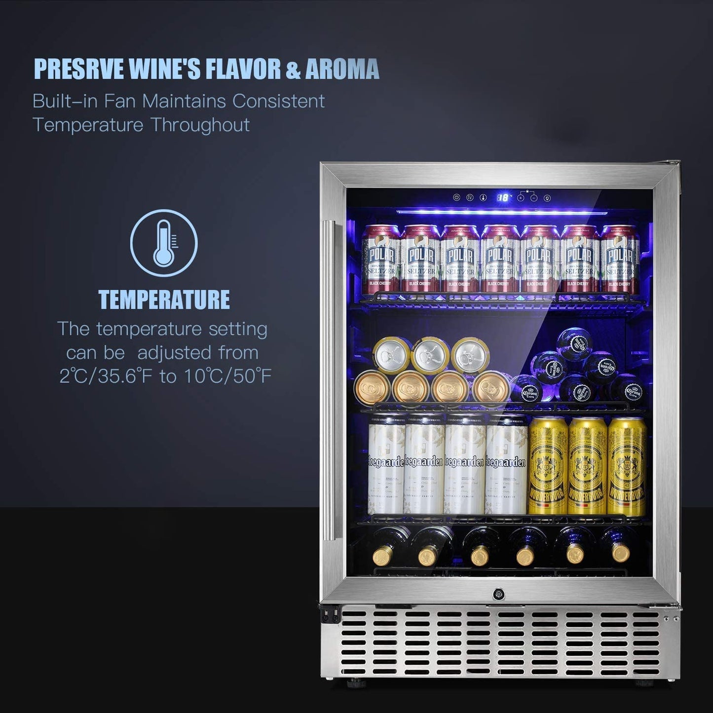 15" Built-in Mini Fridge Beverage Wine Cooler Refrigerator W5174C