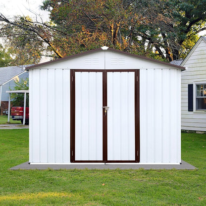 8FT x 10FT Alora Premium Large White Outdoor Metal Garden Storage Shed