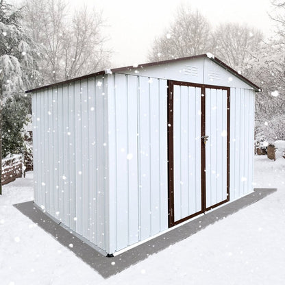 8FT x 10FT Alora Premium Large White Outdoor Metal Garden Storage Shed