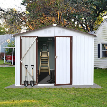 8FT x 10FT Alora Premium Large White Outdoor Metal Garden Storage Shed