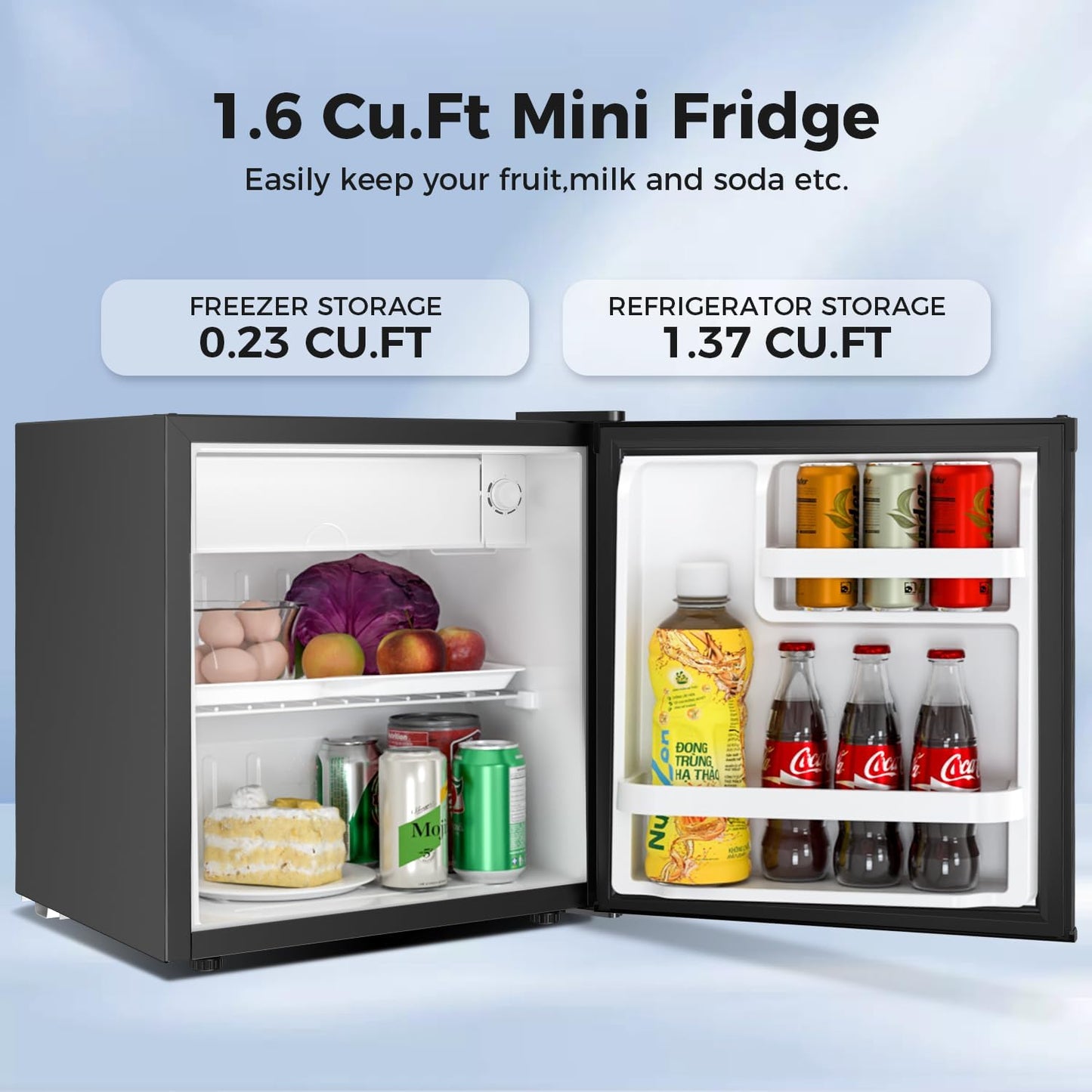 1.6 2.6 3.2 CU FT Mini Fridge with Freezer