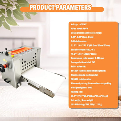 Mini Reversible Stainless Steel Commercial Pastry Pizza Dough Roller Sheeter