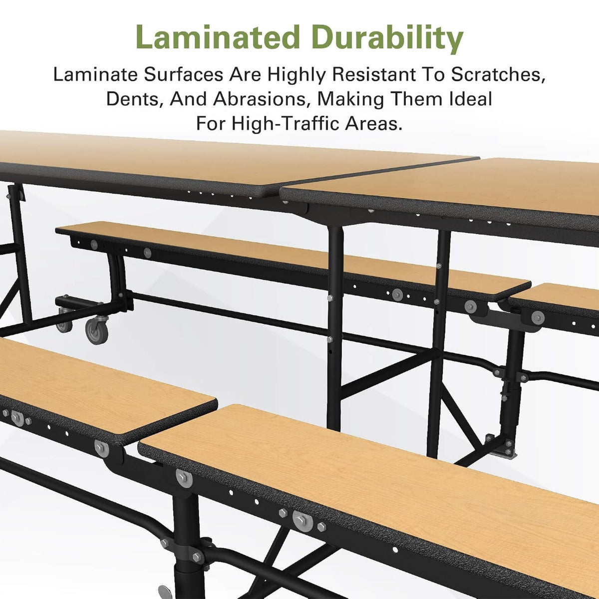 Mobile School Cafeteria Table with Benches and Lift Assist System