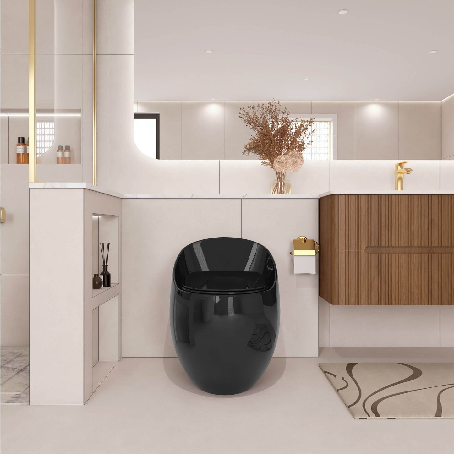 Nuvia Modern 1.28 GPF Single Flush 1-Piece Ceramic Egg-Shaped Toilet
