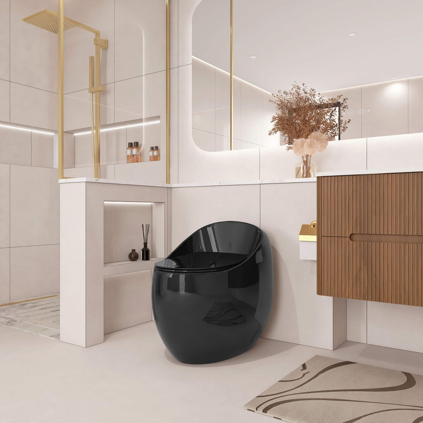 Nuvia Modern 1.28 GPF Single Flush 1-Piece Ceramic Egg-Shaped Toilet
