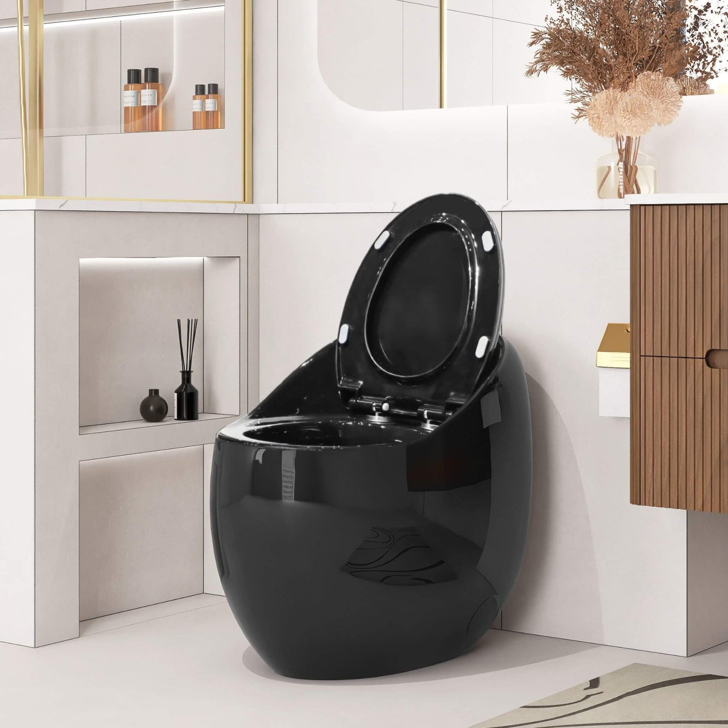 Nuvia Modern 1.28 GPF Single Flush 1-Piece Ceramic Egg-Shaped Toilet