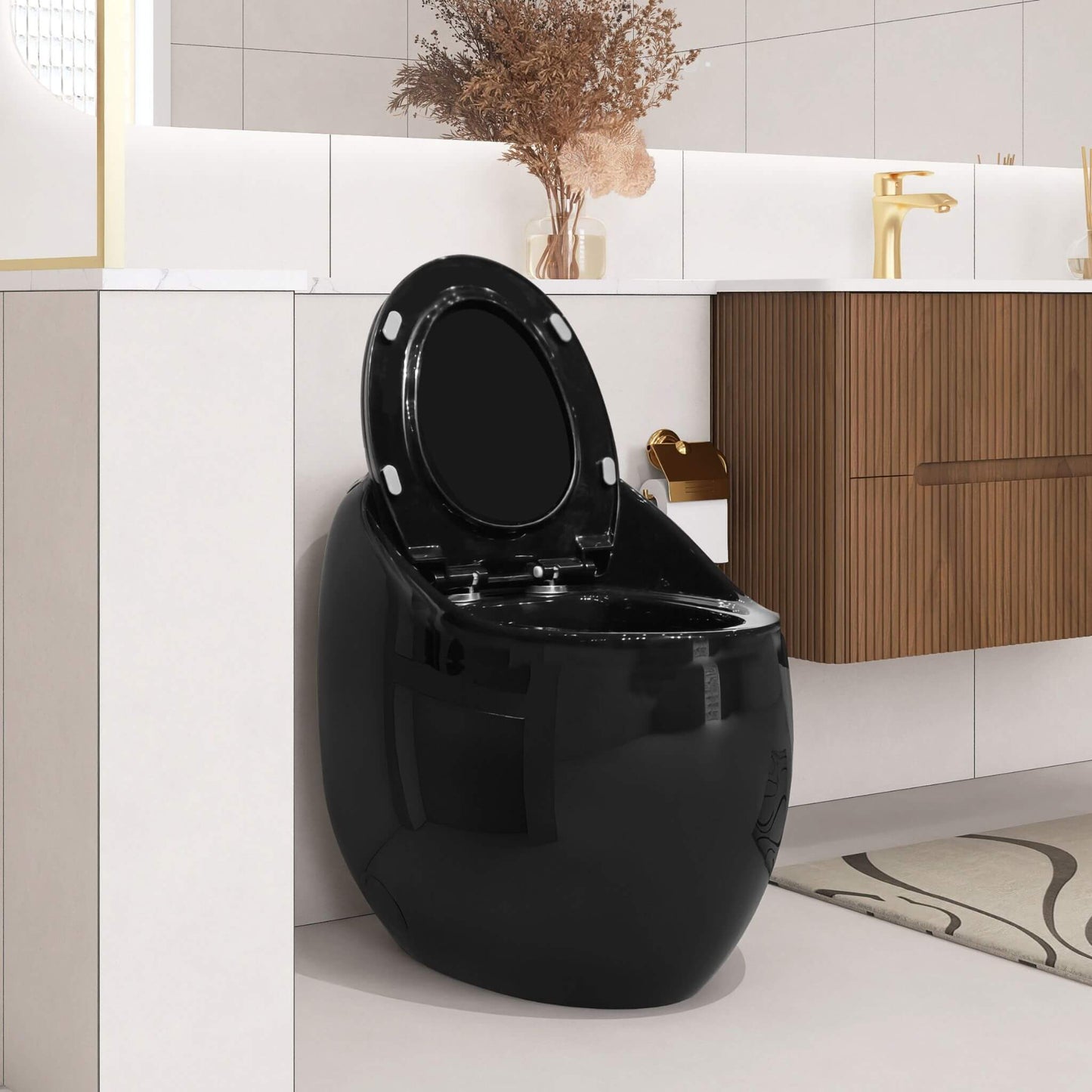 Nuvia Modern 1.28 GPF Single Flush 1-Piece Ceramic Egg-Shaped Toilet