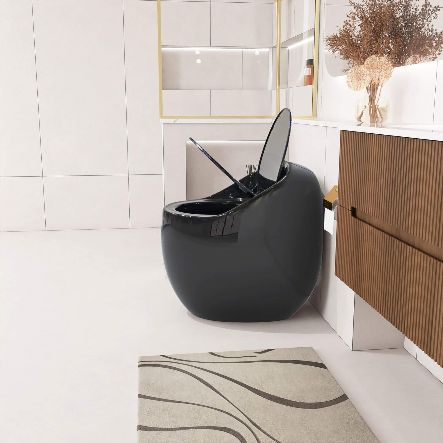 Nuvia Modern 1.28 GPF Single Flush 1-Piece Ceramic Egg-Shaped Toilet