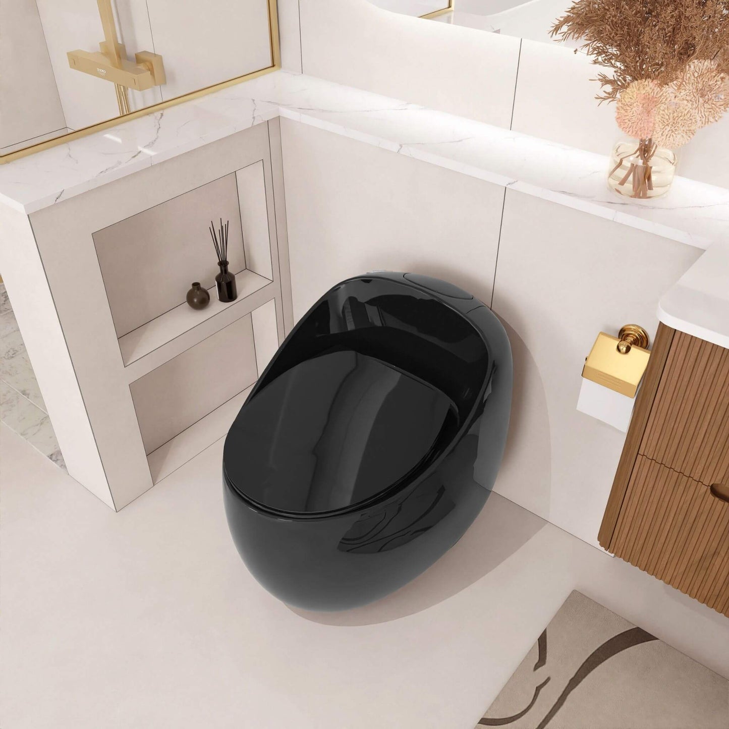 Nuvia Modern 1.28 GPF Single Flush 1-Piece Ceramic Egg-Shaped Toilet