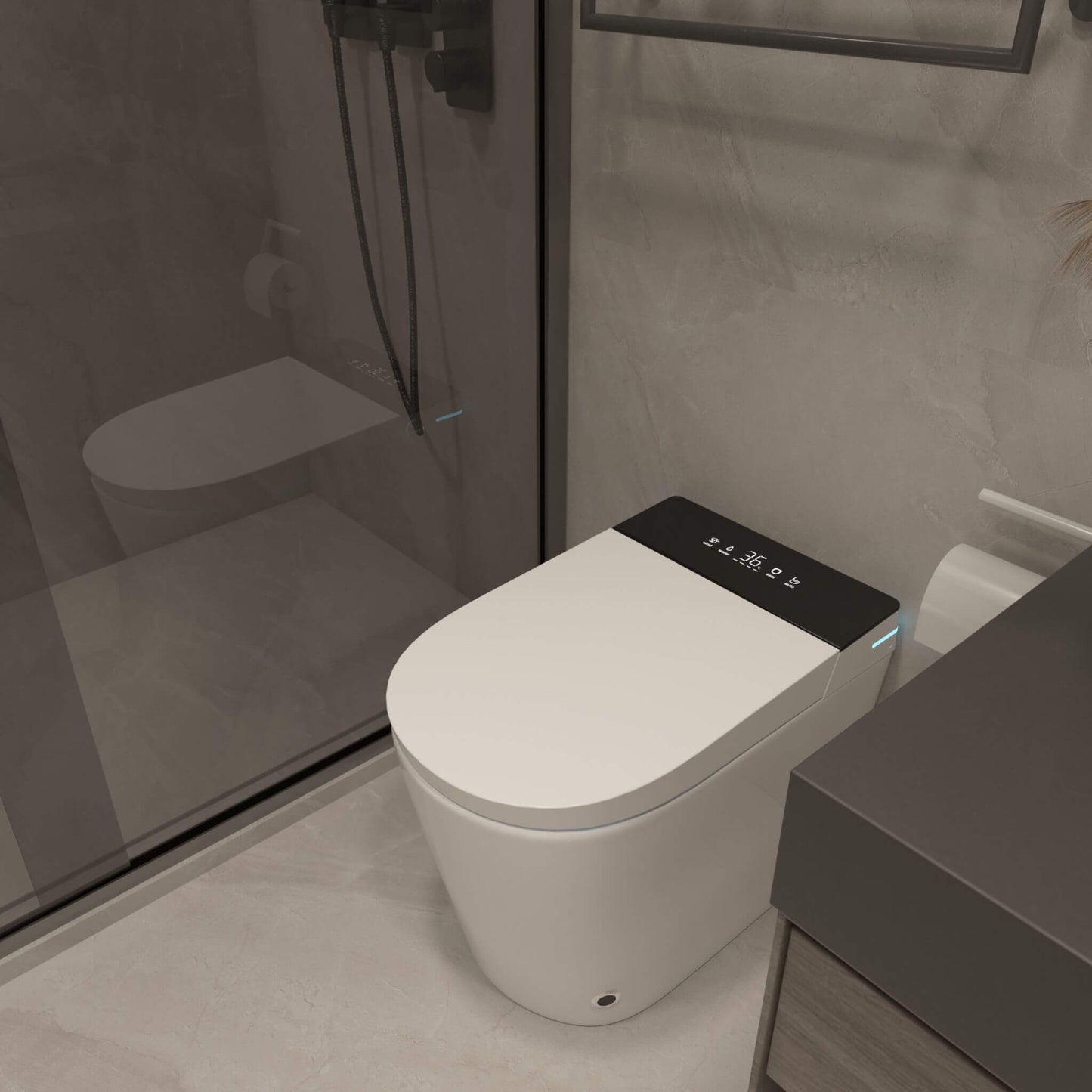 Nuvia Modern Compact Smart Tankless Toilet with Bidet, Auto Open, Auto Flush, Heated Seat and Air Dryer