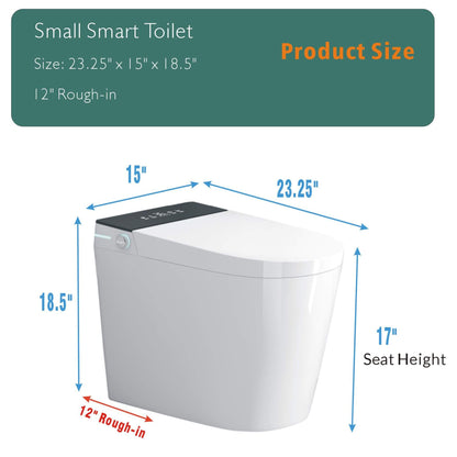 Nuvia Modern Compact Smart Tankless Toilet with Bidet, Auto Open, Auto Flush, Heated Seat and Air Dryer