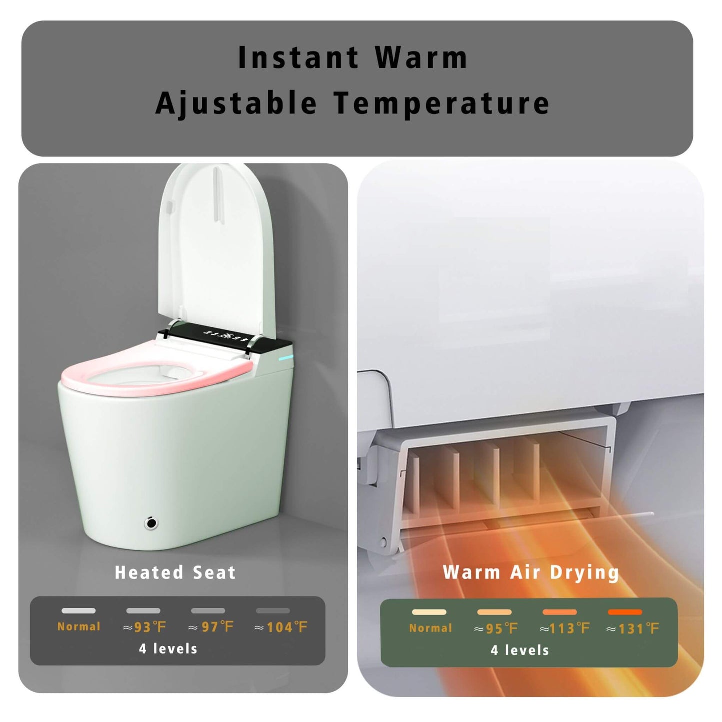 Nuvia Modern Compact Smart Tankless Toilet with Bidet, Auto Open, Auto Flush, Heated Seat and Air Dryer