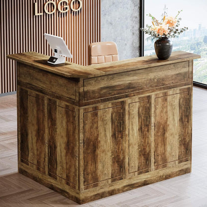 Velmor Modern L-Shaped Reception Desk with Storage Shelves