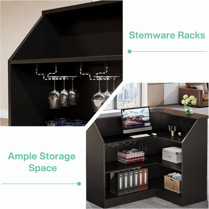 Velmor Modern L-Shaped Reception Desk with Storage Shelves