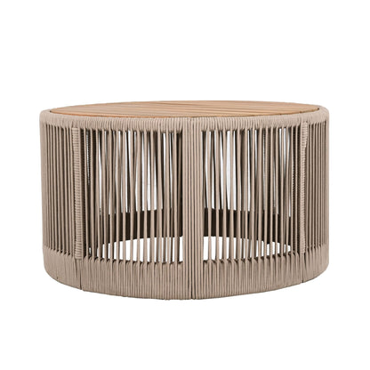 Modern Rustic Coffee Table & Side Table With Woven Rope Design