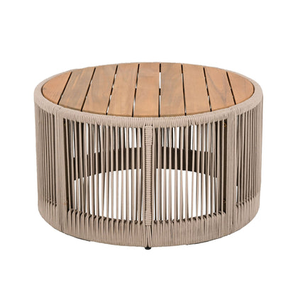 Modern Rustic Coffee Table & Side Table With Woven Rope Design