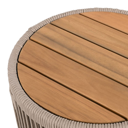 Modern Rustic Coffee Table & Side Table With Woven Rope Design