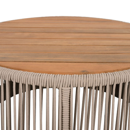Modern Rustic Coffee Table & Side Table With Woven Rope Design