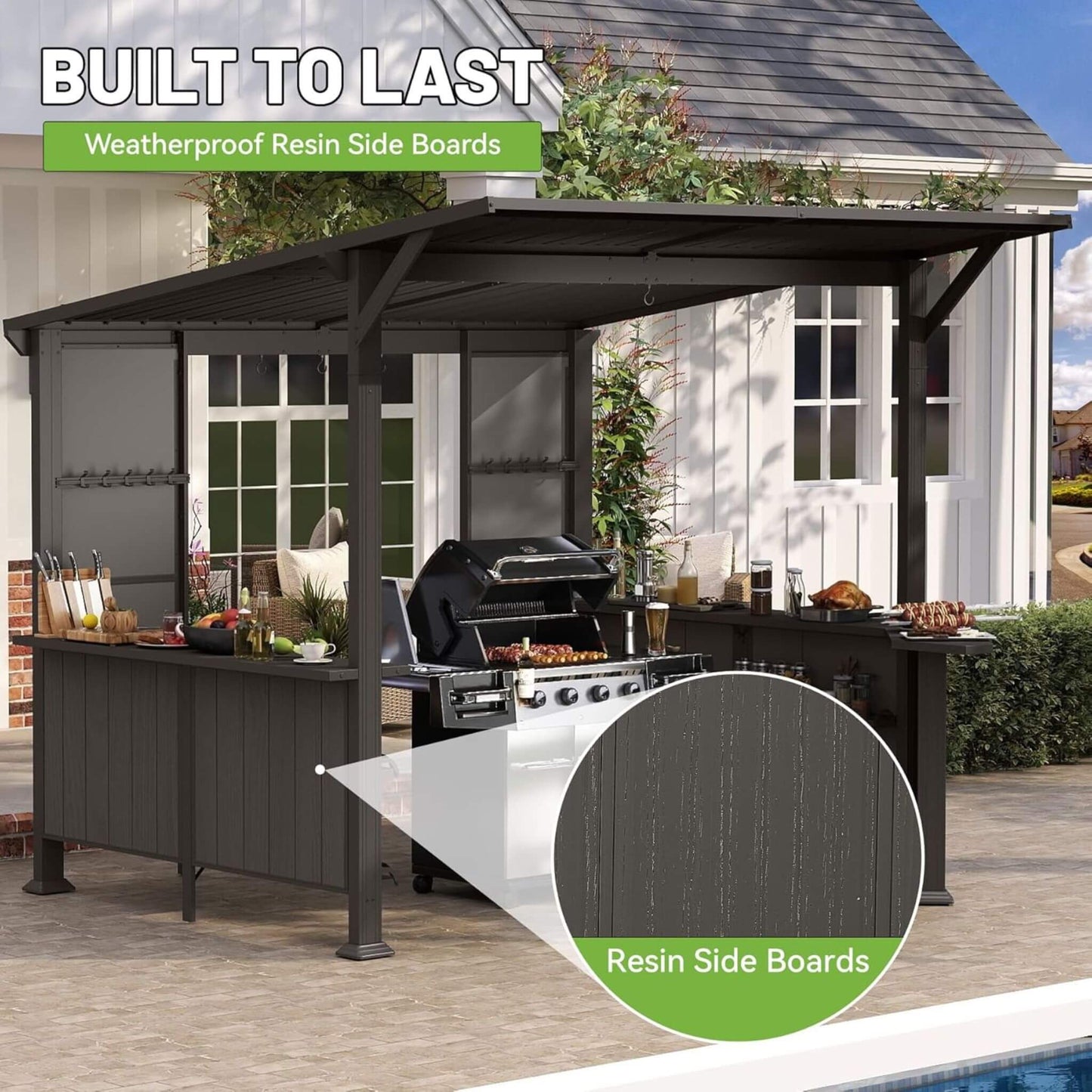 9FT x 10FT Alora Modern Slanted Hardtop Alloy Steel Grill Gazebo