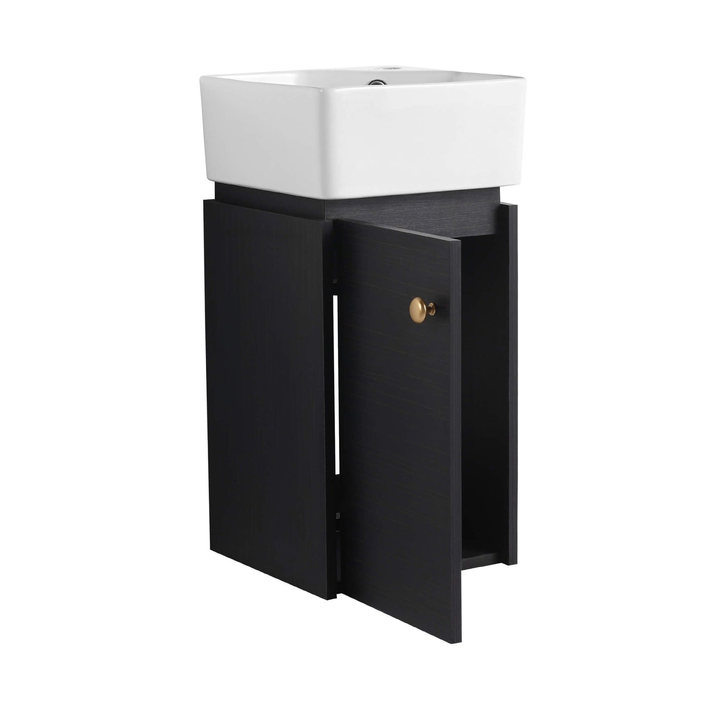 Nuvia Modern Wall-Mounted Bathroom Vanity with Ceramic Sink and Soft Close Door