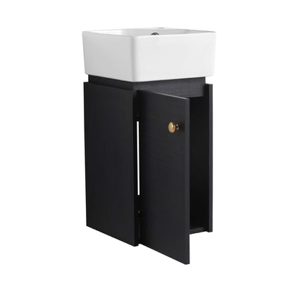 Nuvia Modern Wall-Mounted Bathroom Vanity with Ceramic Sink and Soft Close Door