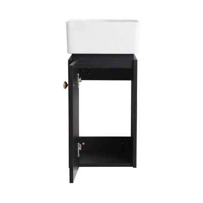 Nuvia Modern Wall-Mounted Bathroom Vanity with Ceramic Sink and Soft Close Door